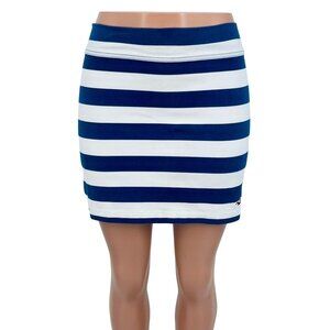 Vintage Y2K Hollister Jersey Stretch Blue & White Striped Bodycon Mini Skirt